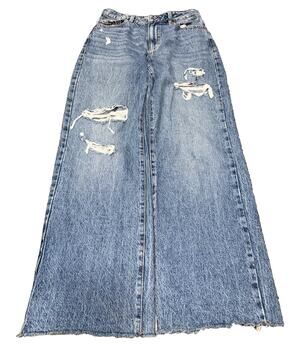 Garage Distressed Wide Leg Jeans Size 5/27 Raw Hem